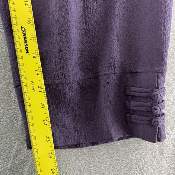 Citron Pants Women 1X Purple Textured Silk Wide Leg High Rise Pull On Lagenlook - Picture 12 of 15